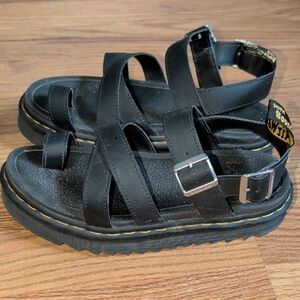 Dr. Martens Black Leather Sandals with Buckle